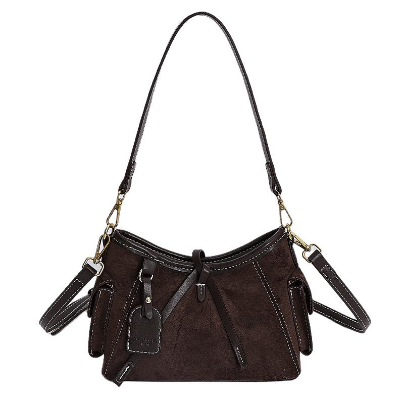 Замшевая сумка женская большой вместимости 2025 новая осень и зима универсальная ретро сумка на плечо подмышку сумка-ведро для поездок на работу