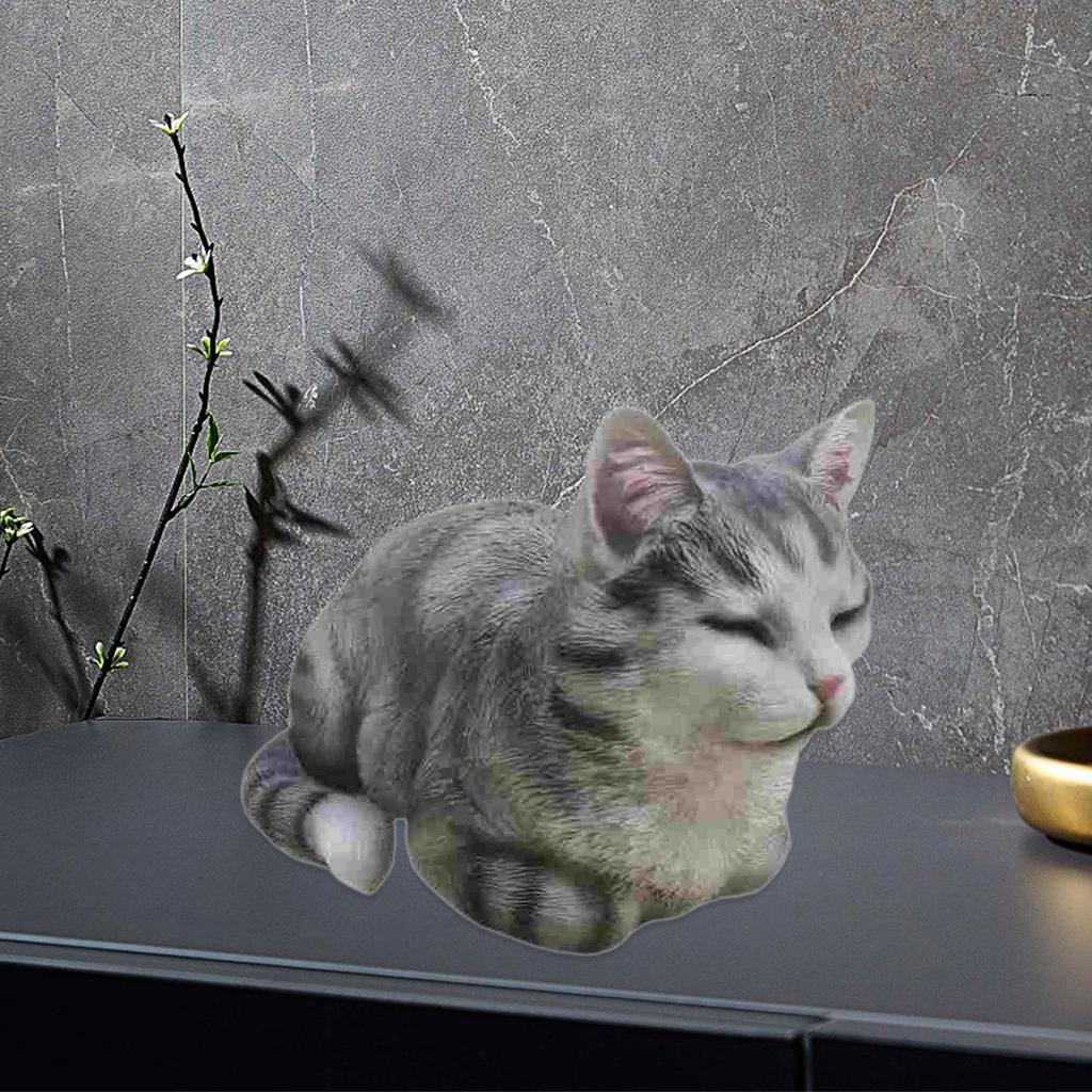 Figurine Sleeping Cat Statue Decorative Model Sculpture Resin Animal for Farmhouse Dining