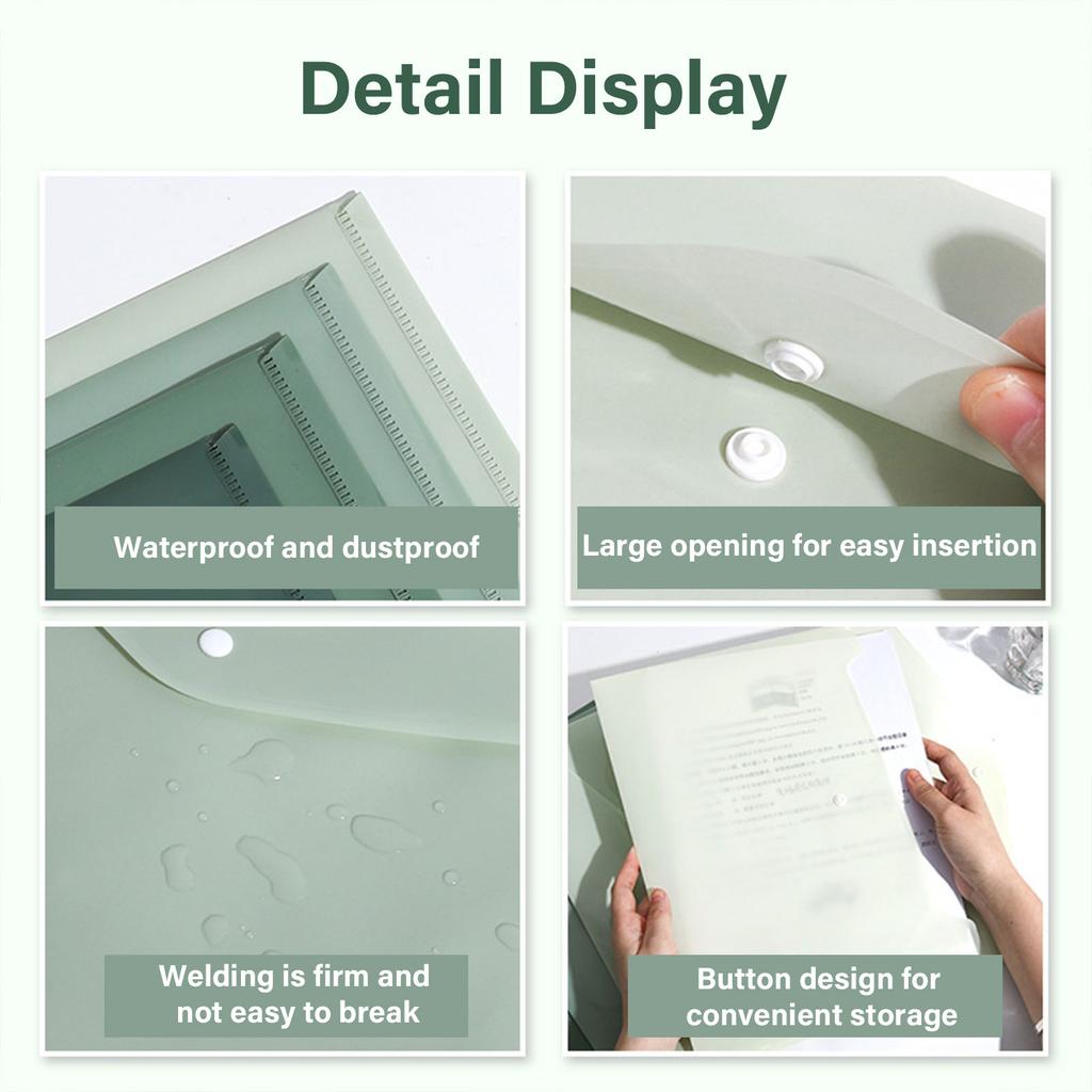 Snap Button Closure File Bag File Envelope Water Resistant Document Pouches Letter Size File Folder Hold 50 Sheets