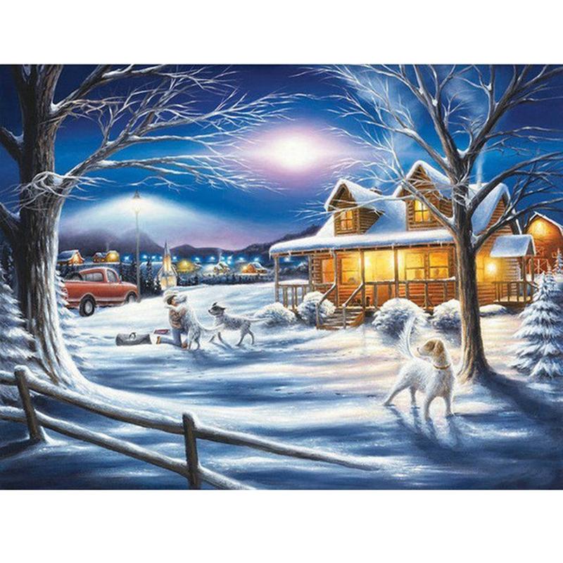 Winter Snow Landscape DIY 5D Diamond Painting Full Round Resin Diamond Embroidery Rhinestones Mosaic Cross Stitch Home Decor