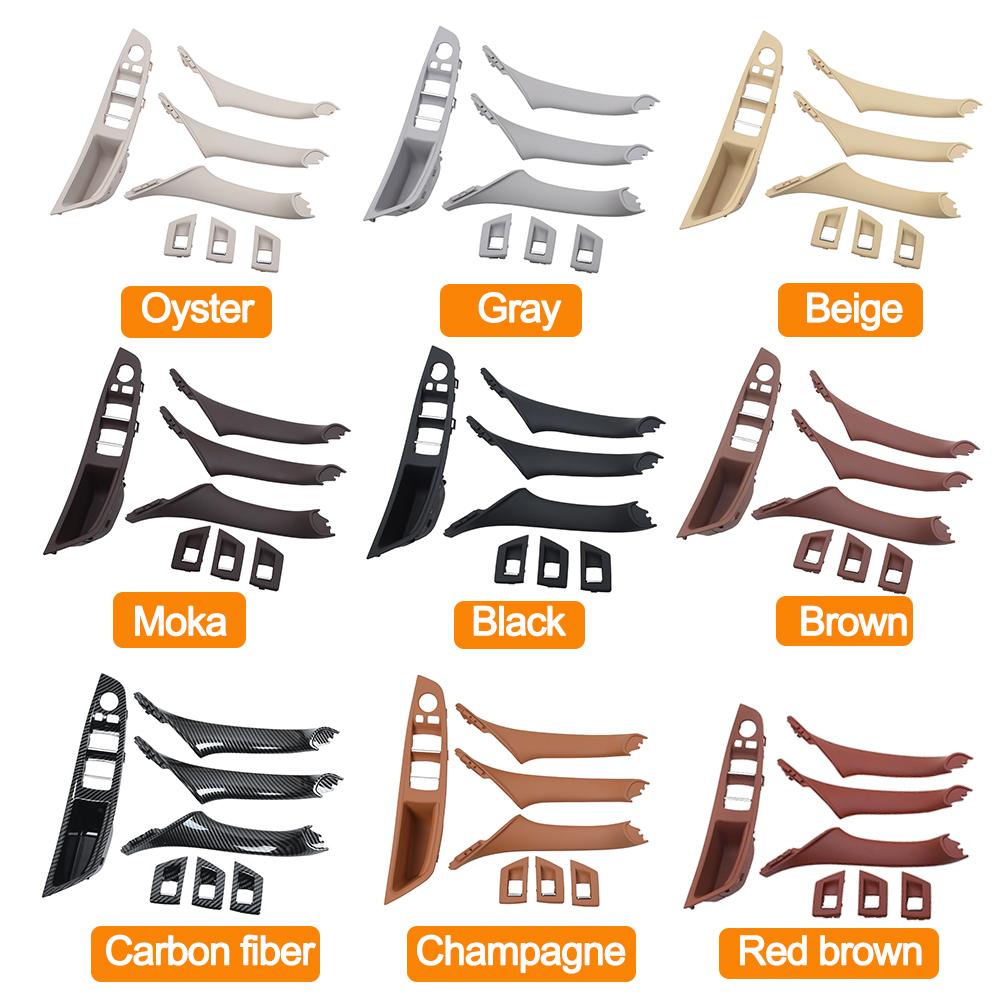 9 цветов, левый привод, левый руль, бежевый, черный, из углеродного волокна, внутренняя дверная ручка автомобиля, комплект из 7 предметов для BMW 5 серии F10 F18 523 525