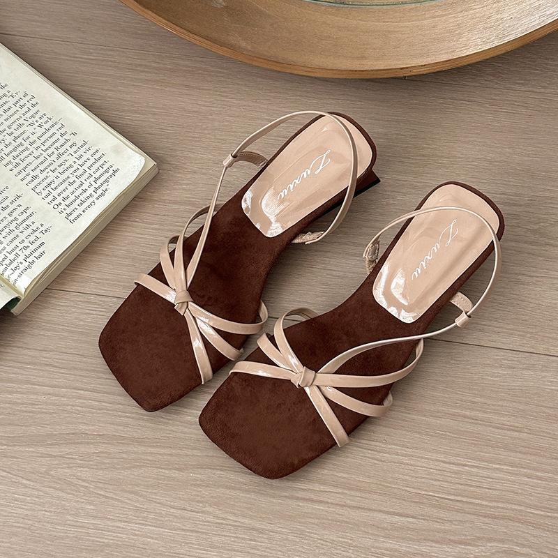 One word with high heels sandals women's head temperament open toe with skirt retro wedge heel shoes summer sandals