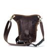 Top-grain Genuine Leather Men's Motorcycle Leg Bag Retro Crocodile Print Genuine Leather Motorcycle Riding Waist Bag