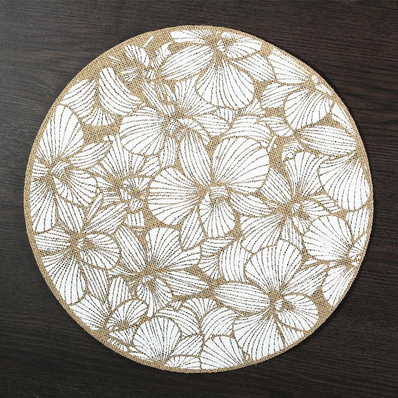 Eco-friendly round Japanese minimalist wind fringed placemat table mat coaster natural color jute modern minimalist