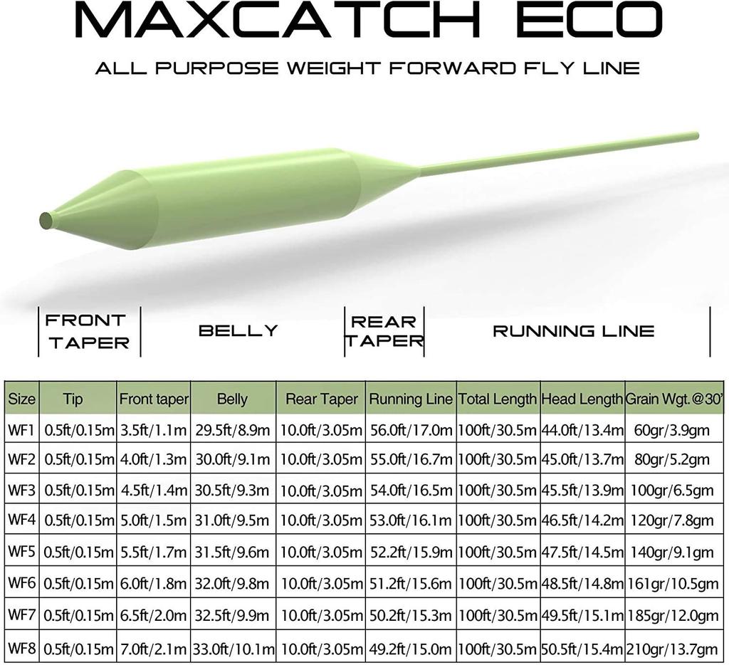 Maxcatch WF Нахлыстовая леска 100 футов Бирюзовый Мохово-зеленый Желтый, Оранжевый, Синий, (2эт, 3эт, 4эт, 5эт, 6эт, 7эт, 8эт) (Набор шнуров Orange, WF4F)