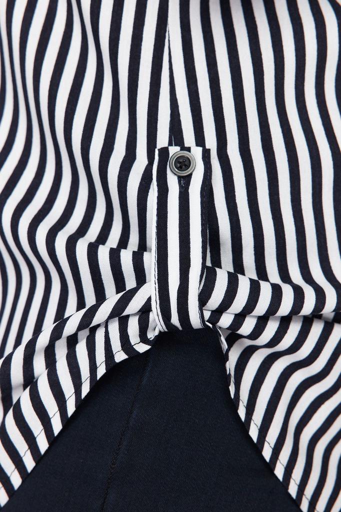 Women's Style Plus Size Black-White Striped Shirt