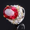 18k Gold Plated 15 *20mm Fancy Vivid Faceted Gemstone Ring For Women Anniversary Gift 925 Sterling Silver Jewelry