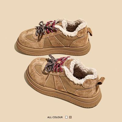 Интегрированные зимние ботинки из натурального меха, женские зимние ботинки на платформе в стиле ретро, утолщенные хлопковые ботинки из овечьей шерсти