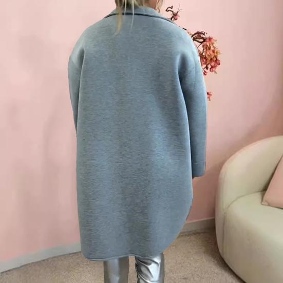 Women Winter Overcoat Single-breasted Retro Turn-down Collar Long Sleeves Buttons Cardigan Mid Length