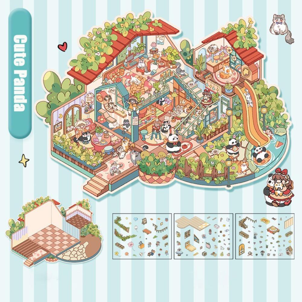 ПЭТ Миниатюрная Сцена Коллаж Разнотематический Складывающийся Наклеивающий Стикер Дети