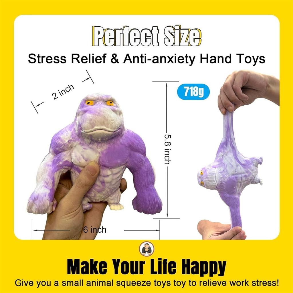 Сквиши Обезьянка Игрушка Растягивающаяся Наполненная Песком-Клеем Резиновая Горилла Эластичная Растягивающаяся Игрушка для Декомпрессии при Аутизме Взрослые Дети Подарок
