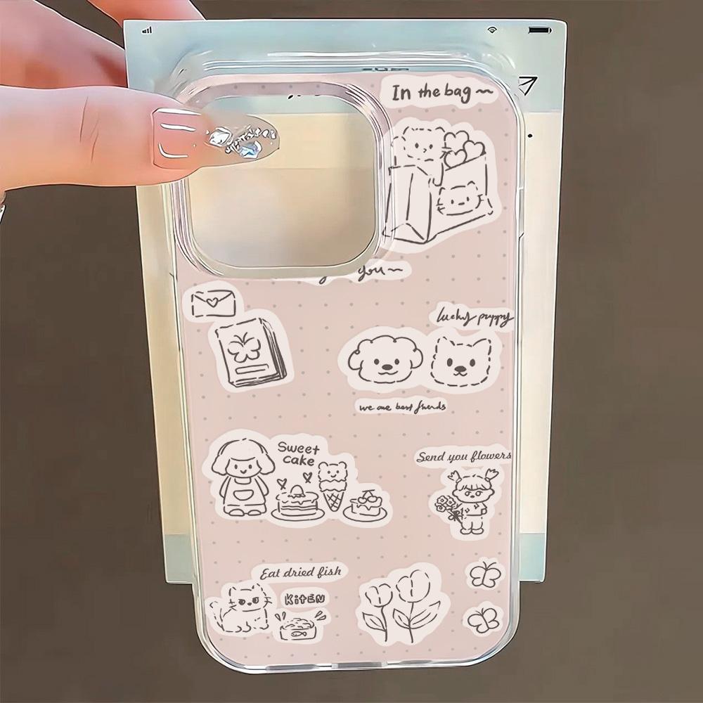 Расписной чехол для телефона для iPhone 12 13 15 16 iPhone 16 12 13 14 15 Pro 14 15 16 Pro Max Полное покрытие Противоударный Защита от отпечатков пальцев Свежий стиль Защитный чехол