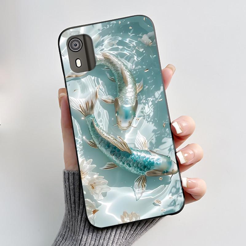 Чехол для телефона Nokia C02 Милый Забавный Любовь Кролик Животное Черный Матовый Мягкий ТПУ Защитная Задняя Крышка для Чехла Nokia C2 2-го Поколения