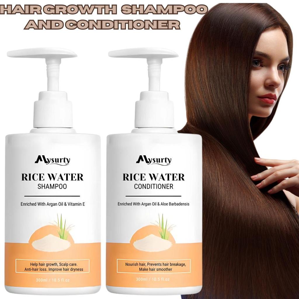 Набор шампуня и кондиционера на основе рисовой воды — для вьющихся, прямых, сухих и поврежденных волос