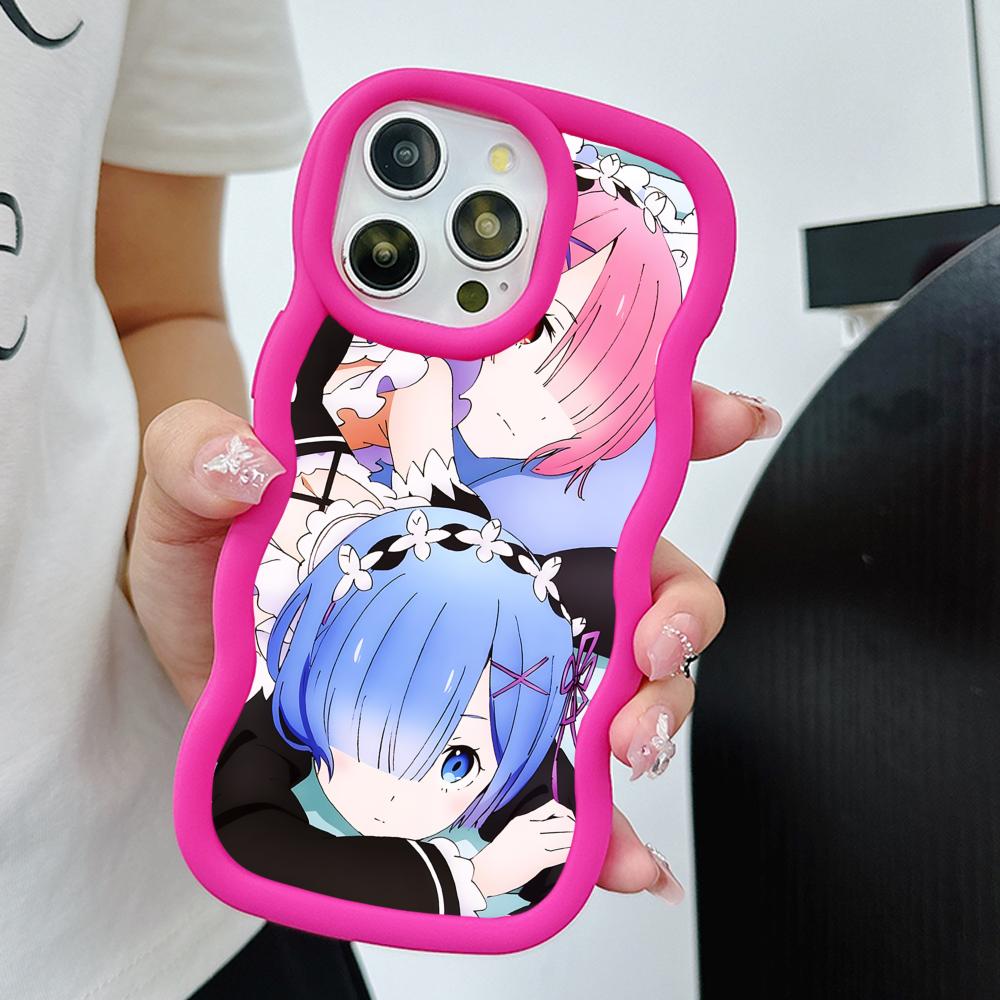 Чехол для мобильного телефона ReZero Rem Ram с волнистым краем из ТПУ для iPhone 17 16 15 14 13 12 11 Air Pro Max Plus Цветная крышка