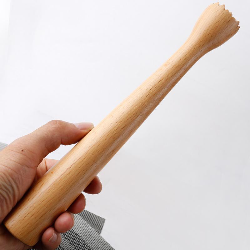 Heavy Duty Wooden Muddler Cocktail Crusher Long Handle Tool for Mashing Herbs Fruits Mixing Bar Drinks