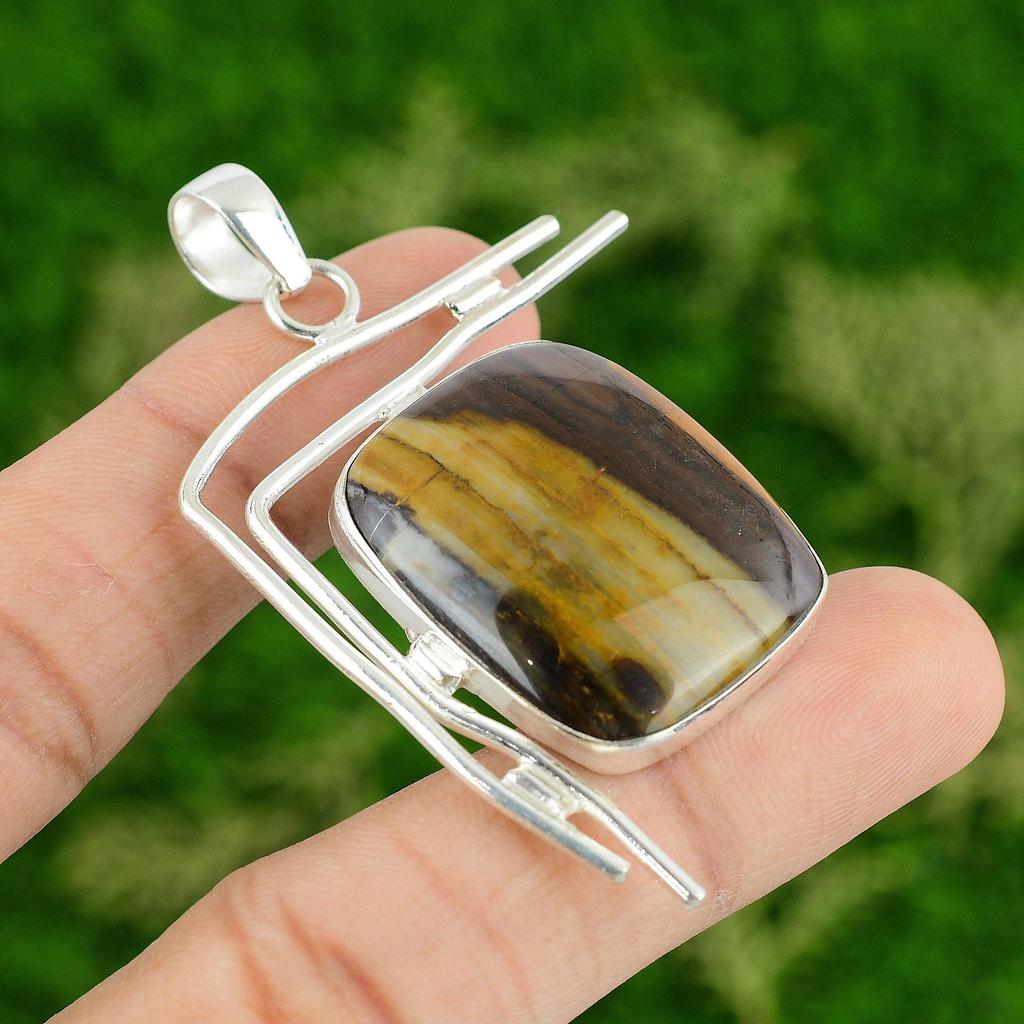 Daughters Day Sale Sterling Silver Coconut Jasper Stone Engagement New Pendant