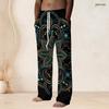 Men s Plus Size Purple Black Gray Gem Printed Drawstring Waist Straight Leg Full Length Beach Pants