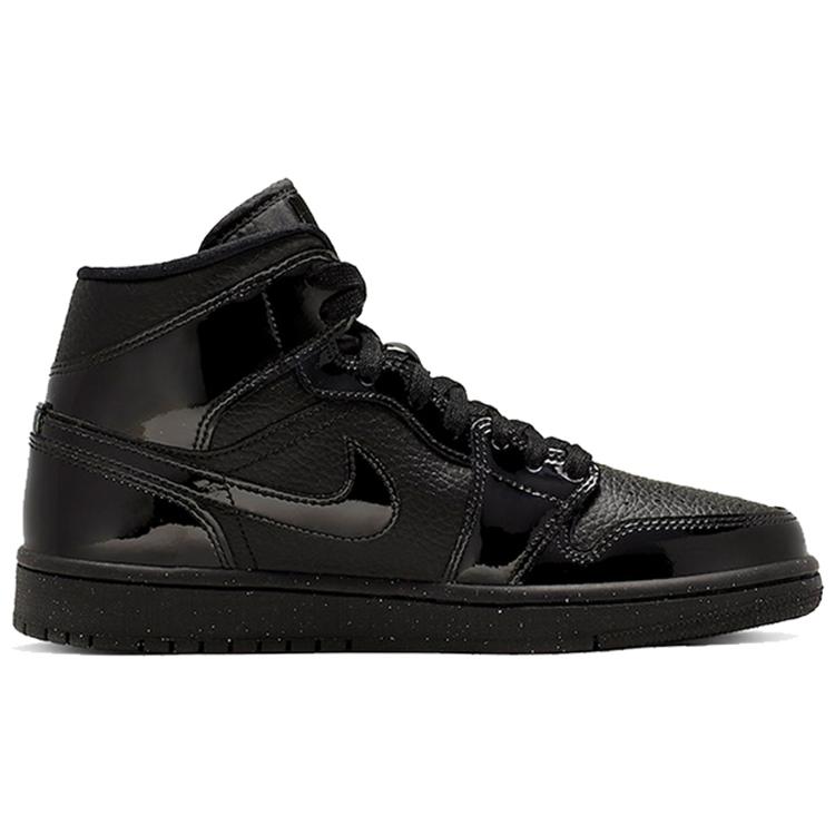 Jordan 1 Женские кроссовки Mid Patent Triple Black BQ6472-003