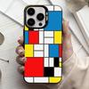 Сетка T-TOPLBPCS M-Mondrian Чехол для телефона для iPhone17,16,15,14,13,12,11 Plus,Pro Max Черный Конфетный серебристый чехол для телефона