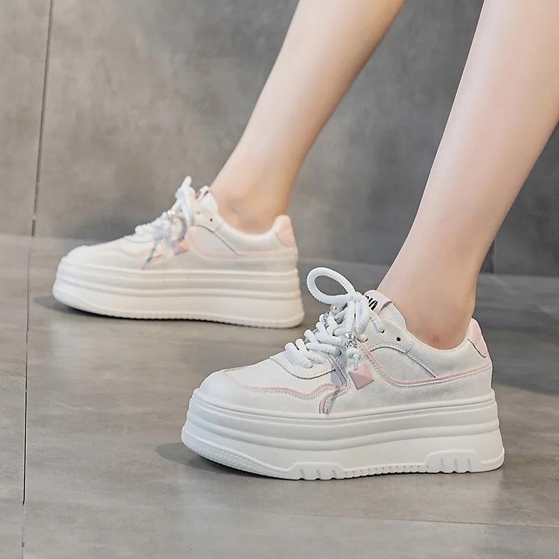 Модные дизайнерские кроссовки на платформе для женщин, новые весенне-осенние белые кожаные туфли с мягкой подошвой, женская мода, повседневные туфли Zapatillas De Mujer