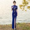 Catwalk cheongsam 1011 new high-end elastic large-size slim-fit flowers elegant Chinese style performance clothes full of gold and jade