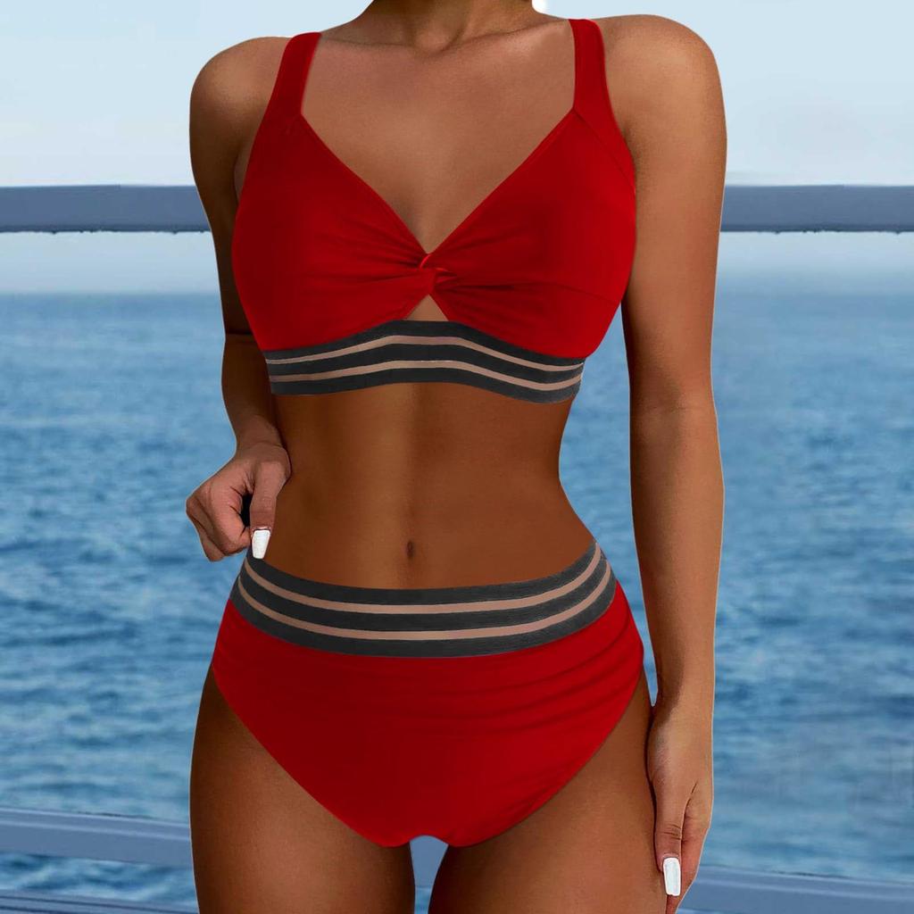 Женский раздельный модный бикини однотонный сексуальный с бюстгальтером без стального бюстгальтера купальник