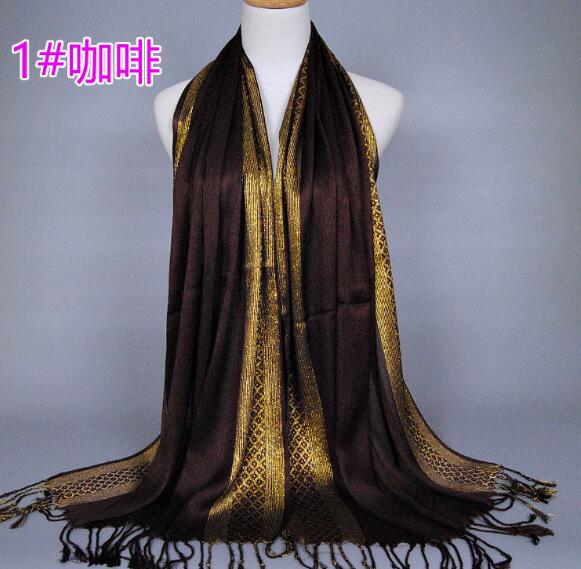 Мусульманский Шарф Хиджаб с Золотыми Блестками Ближневосточный Арабский Платок на Голову Хлопковый Исламский Платок Повязка на Голову