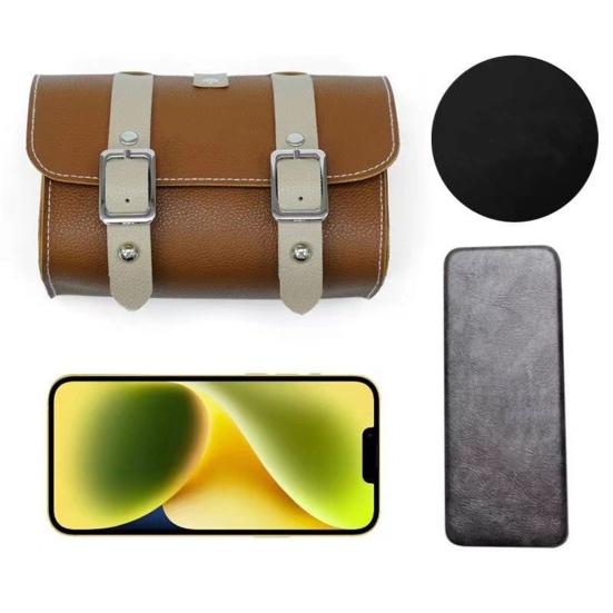 Винтажная сумка из искусственной кожи для велосипеда, водонепроницаемая, большая вместимость, универсальная, для горного велосипеда, для верхней трубы, передней рамы, руля, седла, сумка для хранения