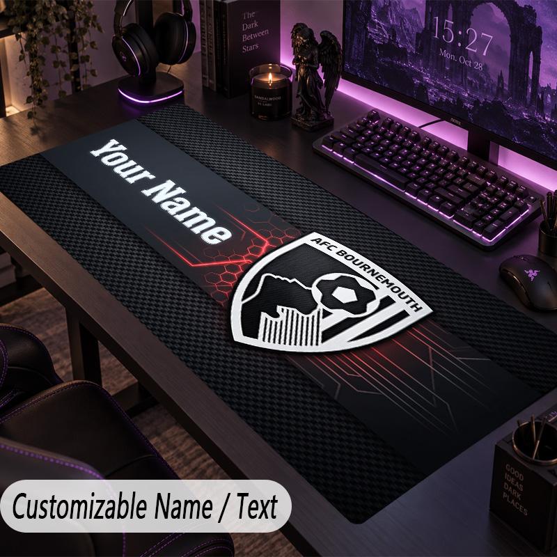 Custom Text Big Mousepad, Extended Desk Pad For Laptop Work GameBournemouth Football