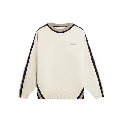 Li Ning CF Pure Color Вышитый логотип Круглый вырез Пуловер Свитер Мужской свитер Хаки AMBS203-2
