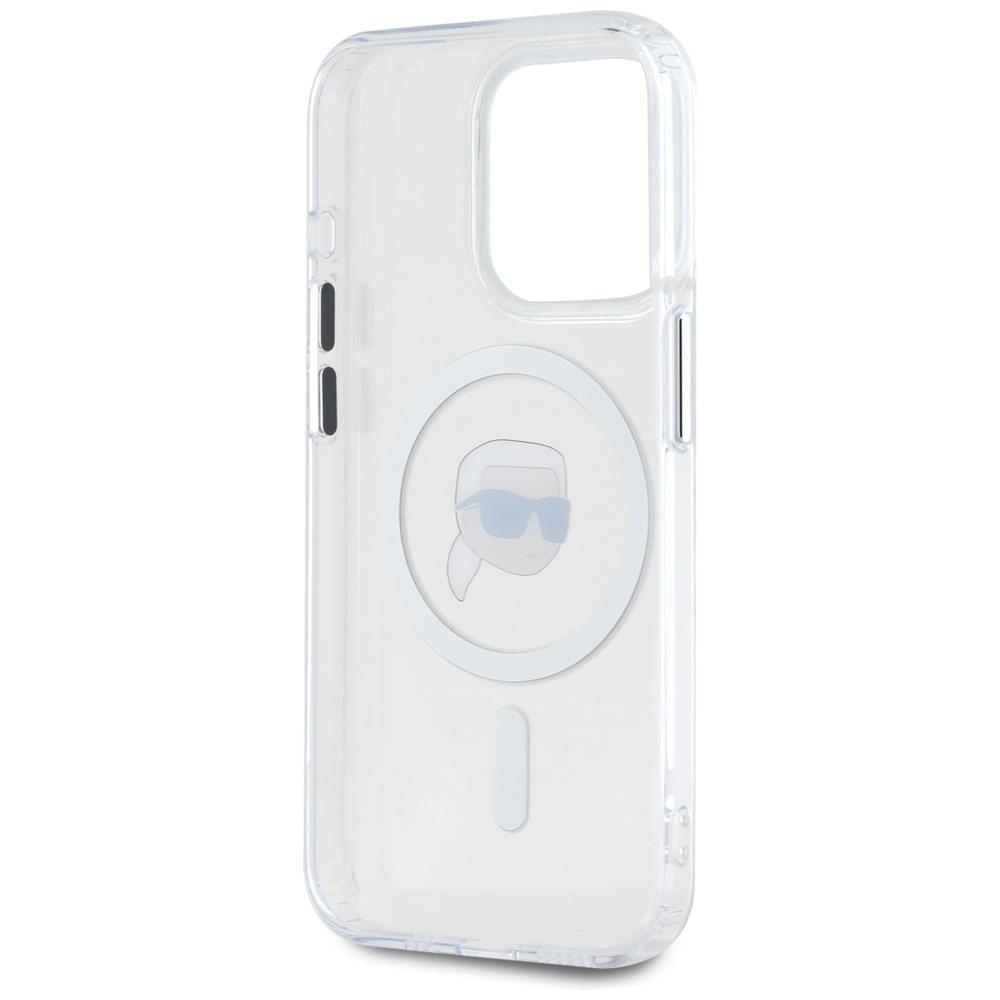 Karl Lagerfeld IML Metal Karl Head MagSafe Case for iPhone 15 Pro Max White