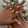 Ingemark 9Pcs/Set Christmas Tree Elk Santa Claus Rings Set for Women Vintage Gold Color Rings 2026 Christmas Couple New Jewelry