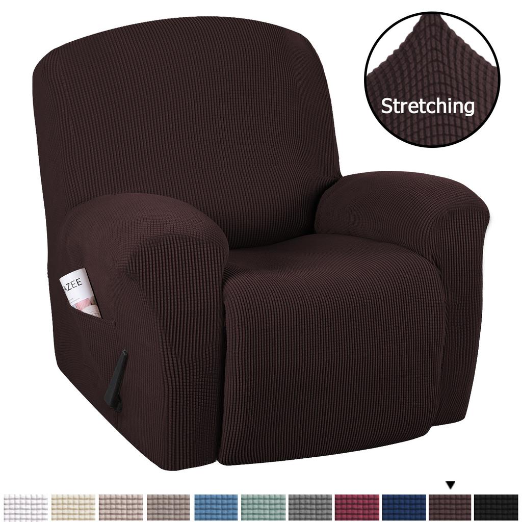European Style Recliner Stretch Sofa Cover Charcoal Thickened Fleece Recliner Protection Pad Non-slip Furniture Cover
