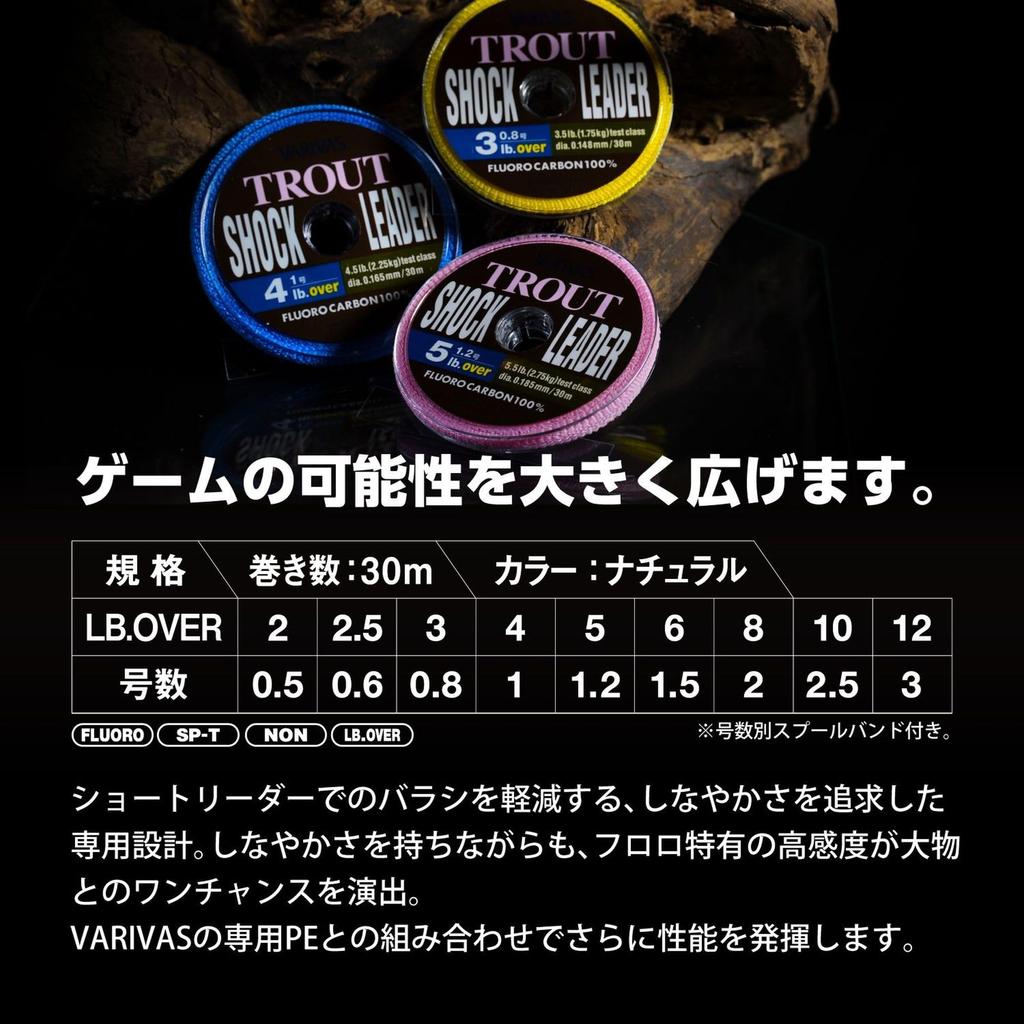 VARIVAS Trout Shock Leader Fluorocarbon 30m 2.5 (10lb.over)