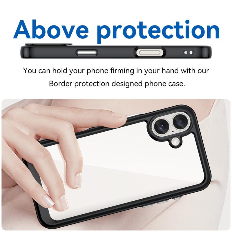 Для чехла iPhone 16 Для Apple iPhone 16 Чехол Роскошный Прозрачный ПК Ударопрочный Силиконовый Защитный Чехол для Задней Панели Телефона Для iPhone 16