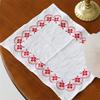 1Pc Placemat Retro Style Cotton Rural Style Embroidered Originality Photography Props Decorative Cloth Figure