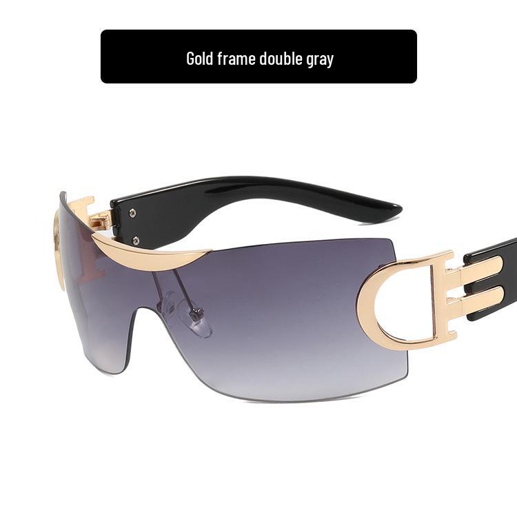 Большие безободковые солнцезащитные очки Y2K 2022 - Футуристичный спортивный дизайн