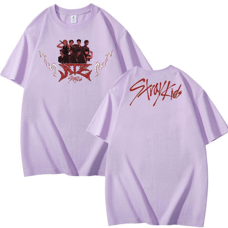 Stray Kids Dominate Combination Peripheral Print Summer Short Sleeve T-Shirt Pure Cotton Loose