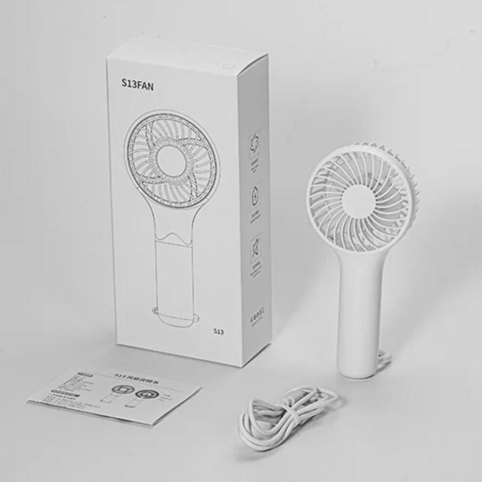 (White) S13 Mini Handheld Fan 3 Wind Speed Portable Summer Cooling Fan with Hanging Buckle