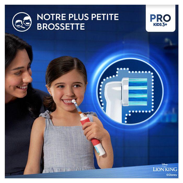 Oral-B Pro Kids3+ Brosse à dents électrique enfant Le Roi Lion, Disney, 1 Brossette Brossage Doux, Minuteur et Vibrations