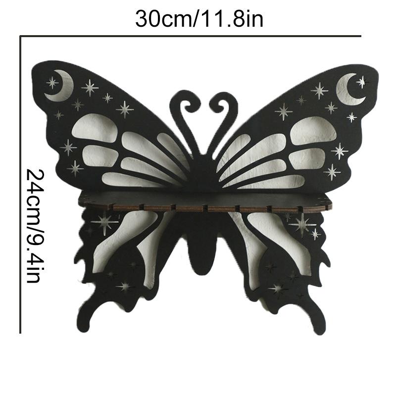 1 шт. черная полая винтажная плавающая бабочка в форме настенного декора, стеллаж для хранения, деревянная полка