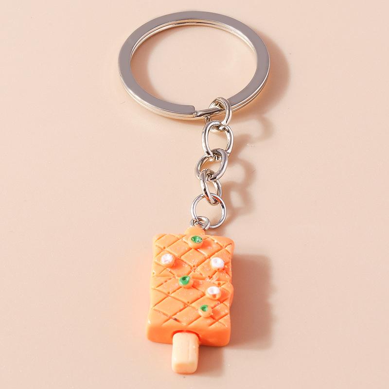 Cute 3D Orange Keychain Simulation Fruit Food Key Ring Pendants for Women Girls Handbag Decor DIY Jewelry Gifts