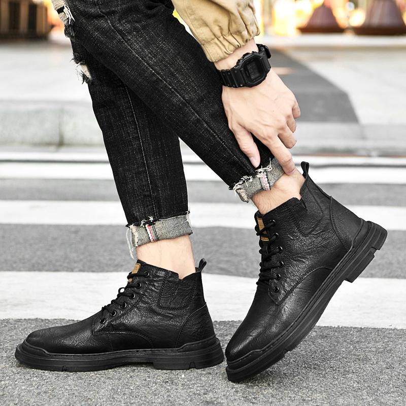 Fashion New Men's Shoes 2024 Sneakers Men All-match Men's Motorcycle Boots Fashion Comfortable Boots Men Outdoor High Top Leather Boots