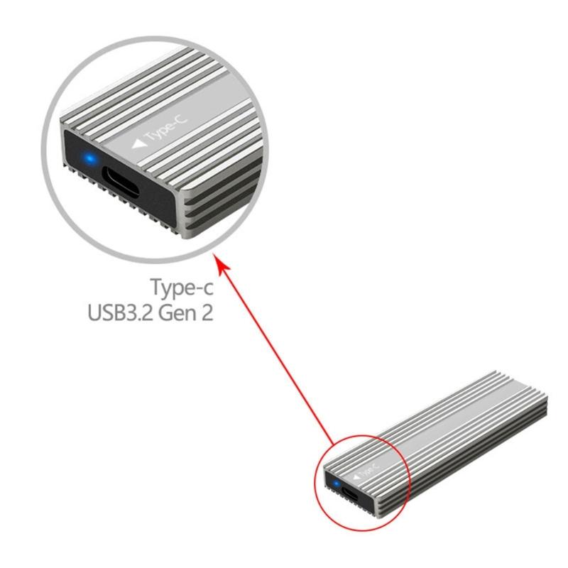 Портативный алюминиевый корпус для M.2 NGFF и NVME SSD, поддерживает размеры 2230/2242/2260/2280, с установкой без инструментов