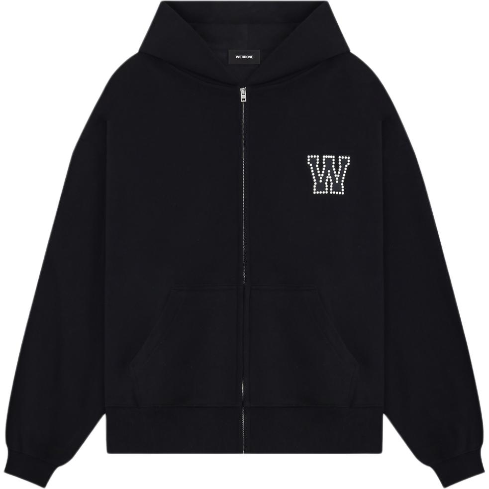 WE11DONE Худи на молнии с логотипом-жемчужиной FW24 Женские худи Черный WD-TJ3-24-862-U-BK