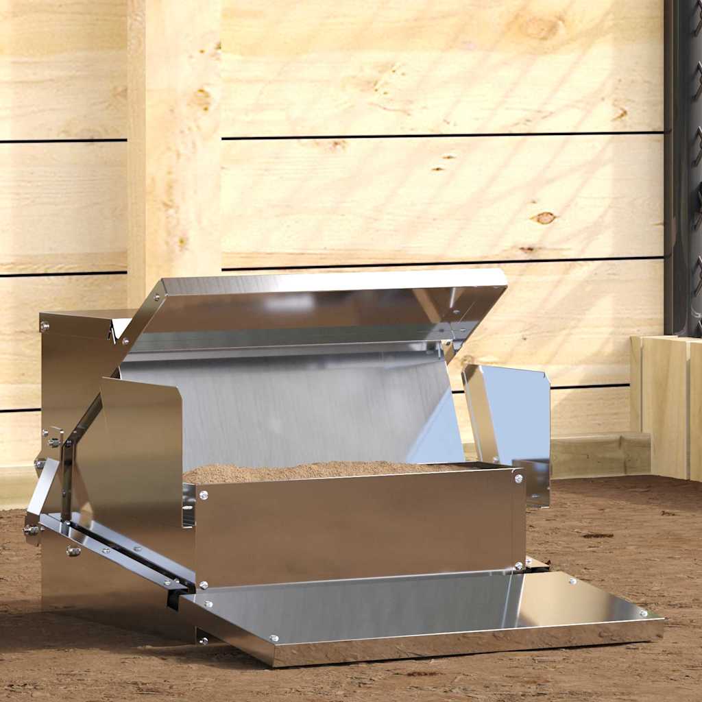 Chicken Treadle Feeder Silver 50 x 40 x 29 cm Galvanized Steel