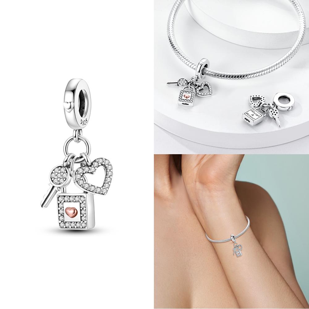 Розовый Шарм Сердце Любви Семьи Оригинальные Медные Бусины Подходят для Браслета Пандора Сделай Сам Сестра Мама Дружба Подвеска Изысканное Подарочное Ювелирное Изделие