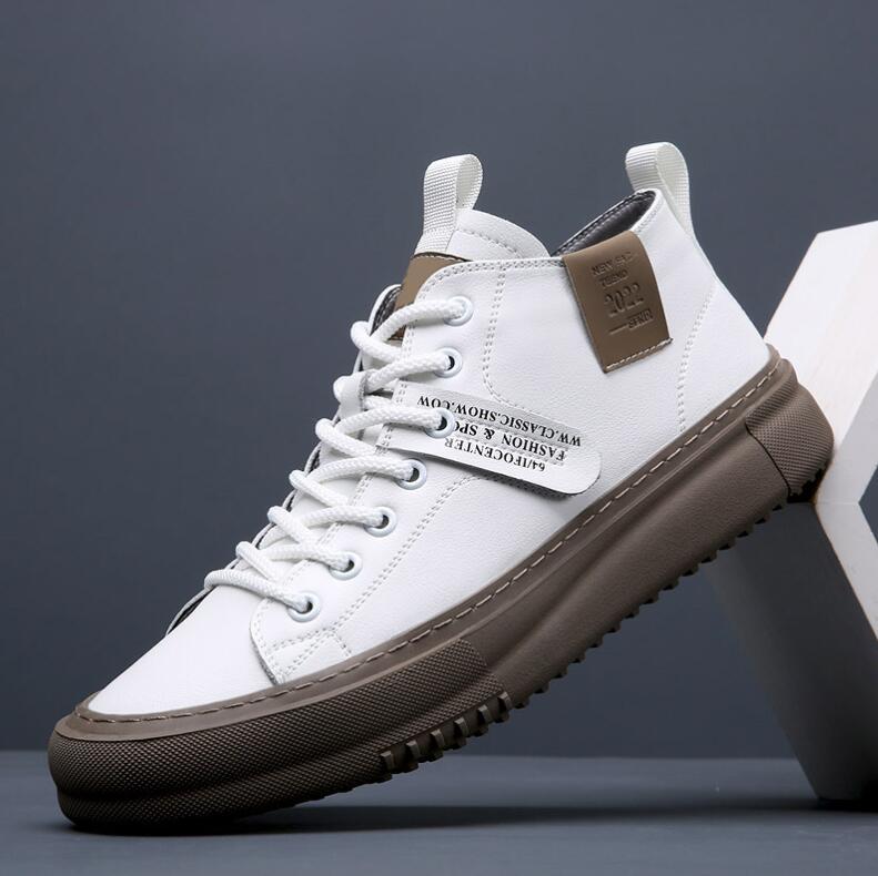 Мужские кожаные кроссовки, модельные туфли, дизайнерская мода, высокие кожаные туфли на платформе, повседневная обувь на плоской подошве, новинка весны и лета