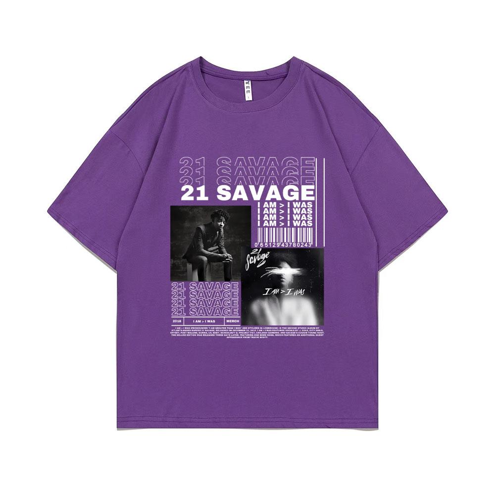 Rapper 21 Savage I Am I Was Music Album Graphic T-shirt Unisex Hip Hop T Shirts Male Vintage Casual Tshirt Unisex Fashion Streetwear